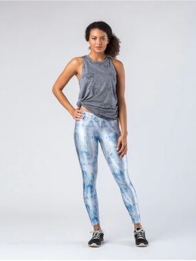 Terez Blue Acid Wash/Tie-Dye Performance Leggings
